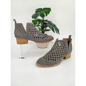 Jeffrey Campbell Women's Taggart Gray Suede Cut Out Booties Size 7.5 US